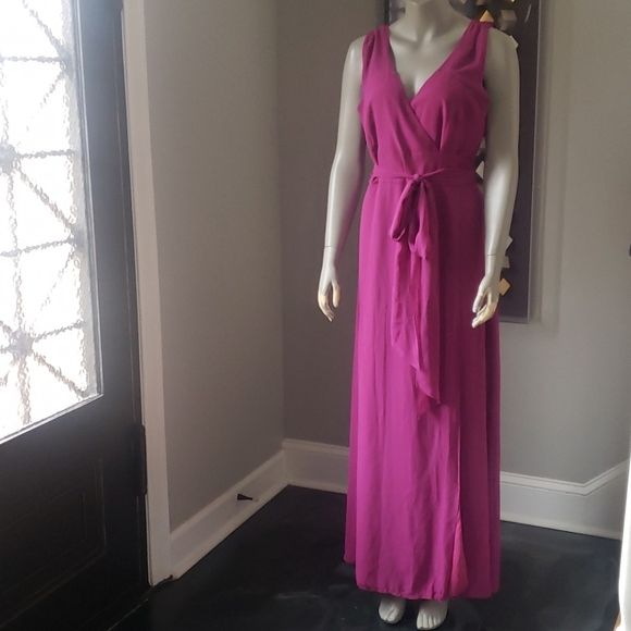 Ceremony by Joanna August Chiffon Wrap Dress SzL - Picture 1 of 7